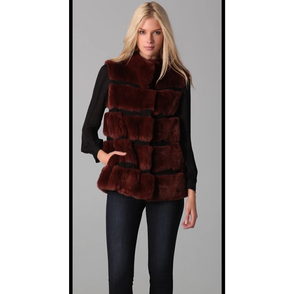 Diane Von Furstenberg DVF Fur & Suede Vest Coat Size Small